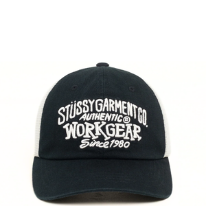 STUSSY LOW PROFILE WORKGEAR STRAPBACK BLACK CAP