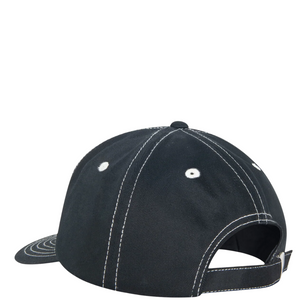 STUSSY MID-DEPTH INTERNATIONAL CROWN BLACK STRAPBACK CAP